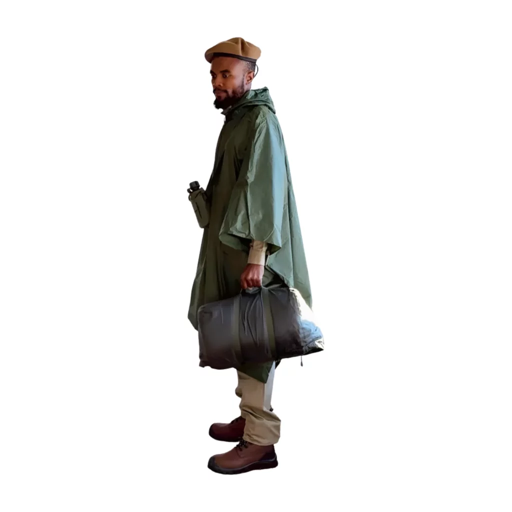 Military-Style Tactical Rain Poncho with Gear Bag